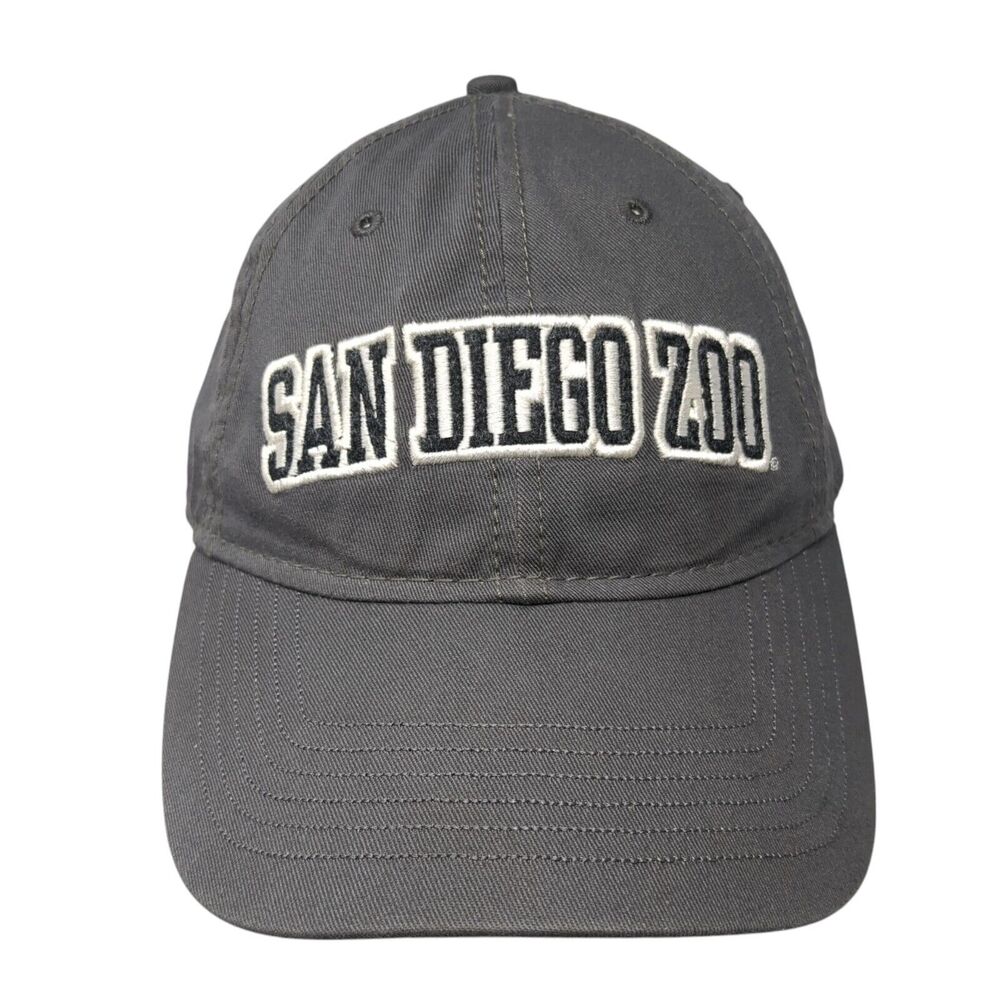 San Diego Zoo Strapback Hat Gray One Size Solid Adjustable Embroidered